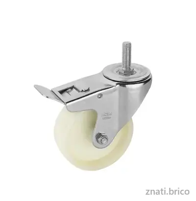 ROUE POLYAMIDE 6 PIVOTANTE AVEC TIGE À BLOCAGE TOTAL