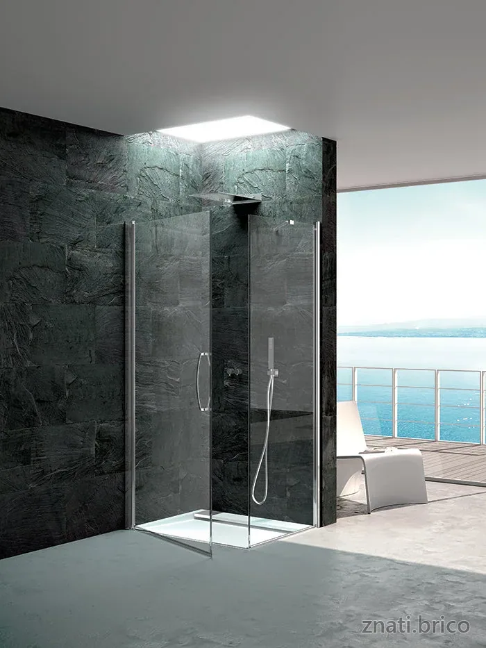 ESPACE DOUCHE RIO en angle 1 porte battante + 1 côté fixe
