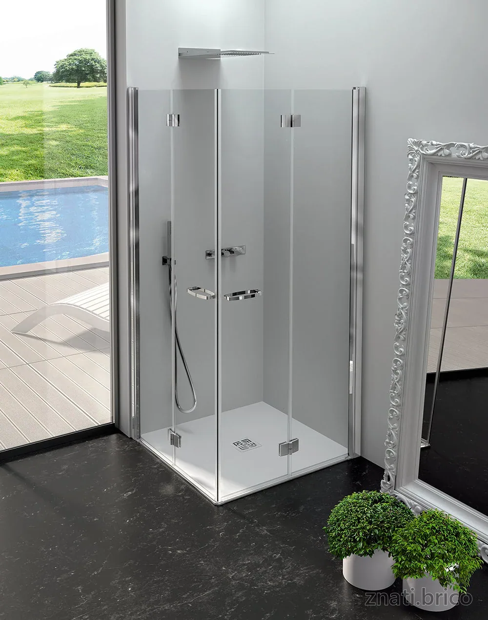ESPACE DOUCHE VOLTA en angle 2 portes repliables