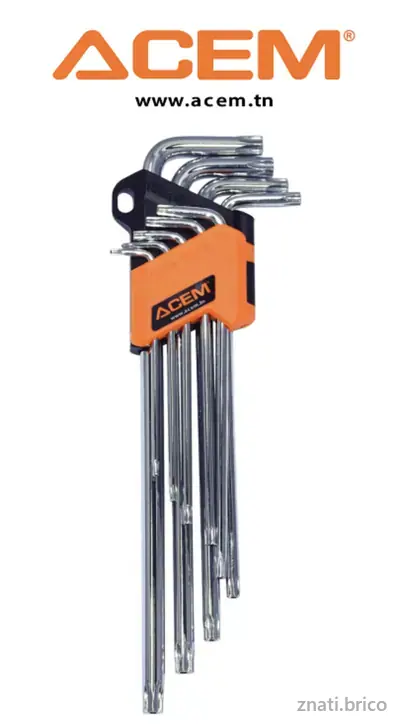 Jeux clés males torx inoviolable extra longue - 10 pièces - tête magnétique - Chromée - ACEM