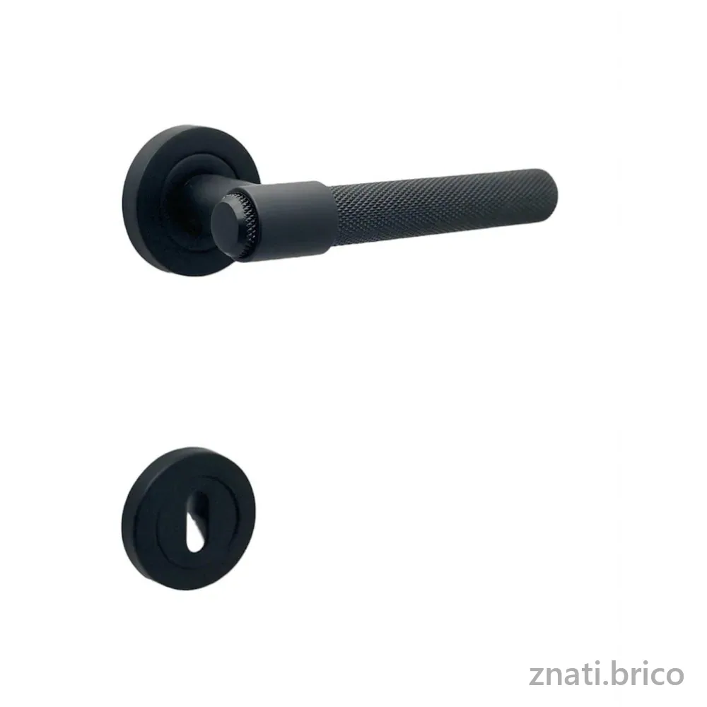 Özen Handles ZK62 Punch Poignée de porte de chambre avec rosace noire mate