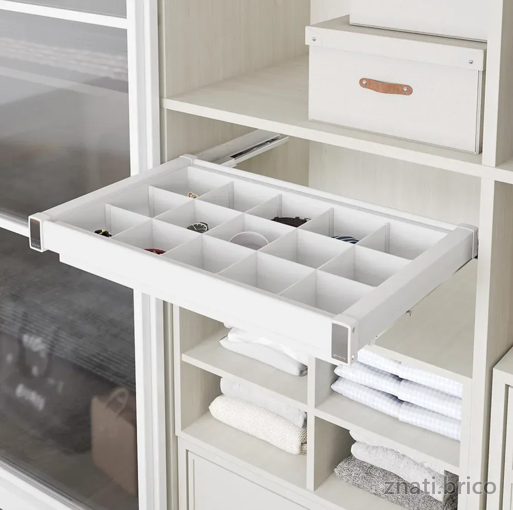 ETAGERE AVEC DIVISIONS Aluminium BLANC COULISSANTE 80CM "760 - 790 x 475 x 100"