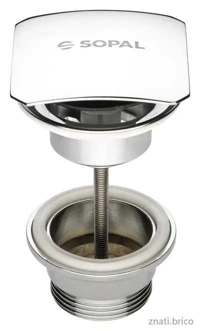 BONDE DE LAVABO CLIC CLAC CARREE EN LAITON