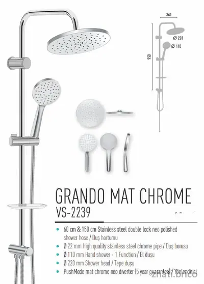 VALTEMO, GRANDO MAT CHROME RAIN SET