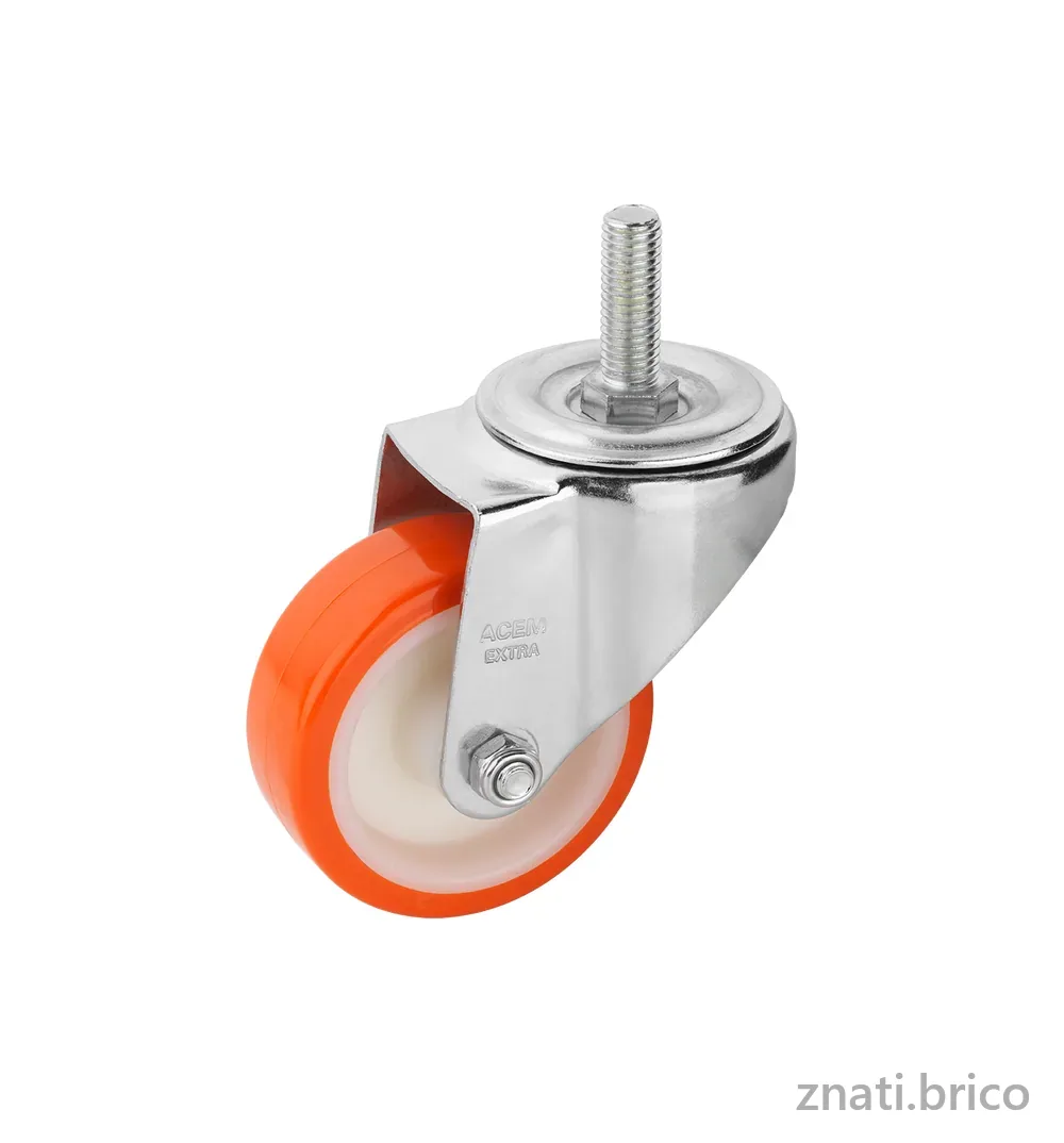 ROUE PU PIVOTANTE AVEC TIGE