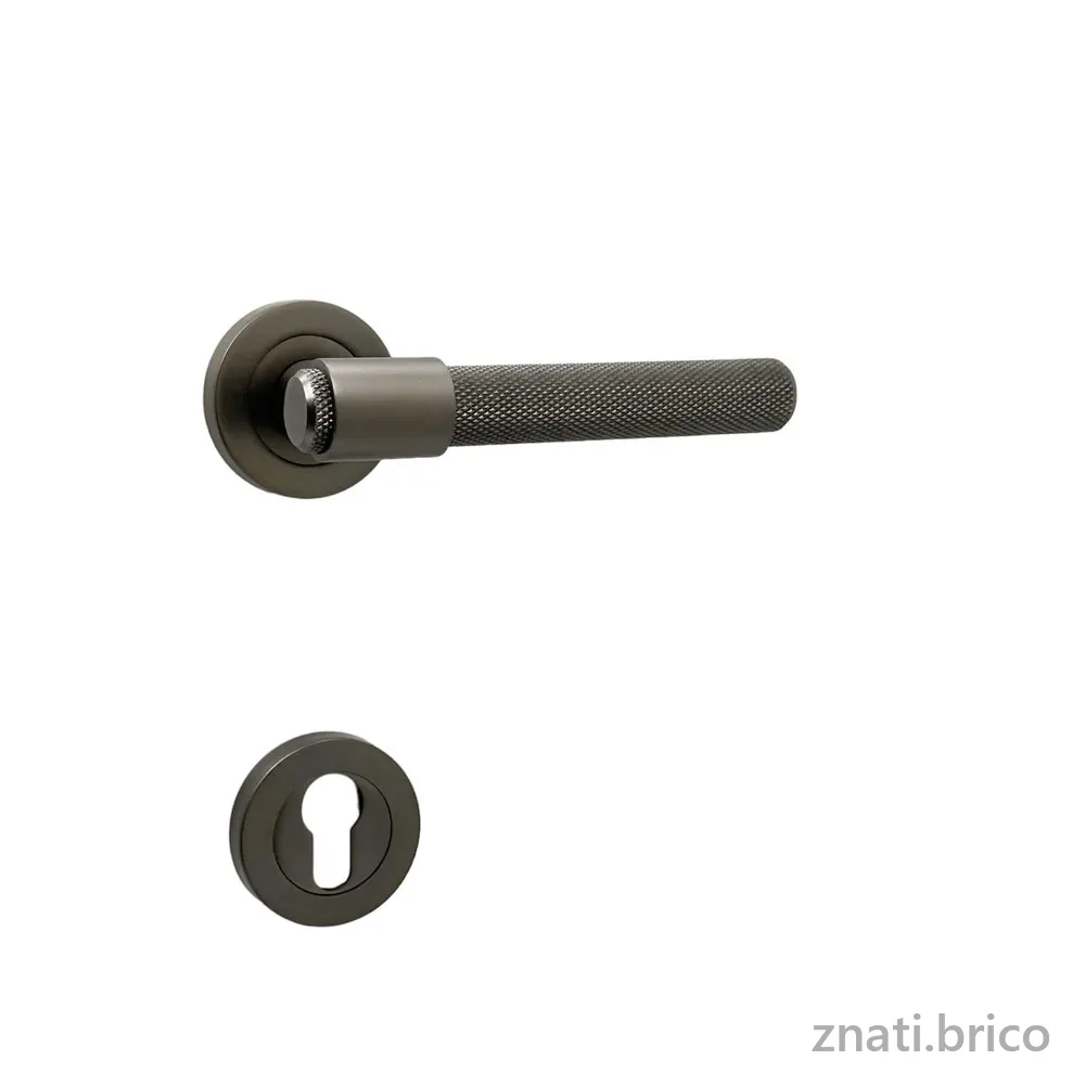 Özen Poignées ZK62 Poinçon Mat Scotch Fumé Rosette Yale Poignée De Porte En Acier Presse À Gauche