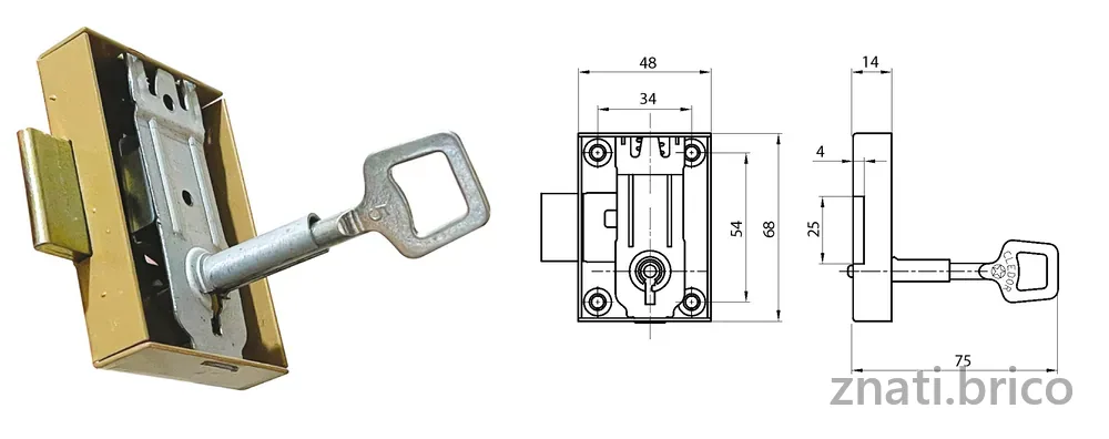 SERRURE DE PLACARD EN APPLIQUE À CLÉ C10