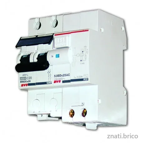DISJONCTEUR DIFFERENTIEL MODULAIRE 1 POLE PLUS NEUTRE 10A COURBE C 300MA