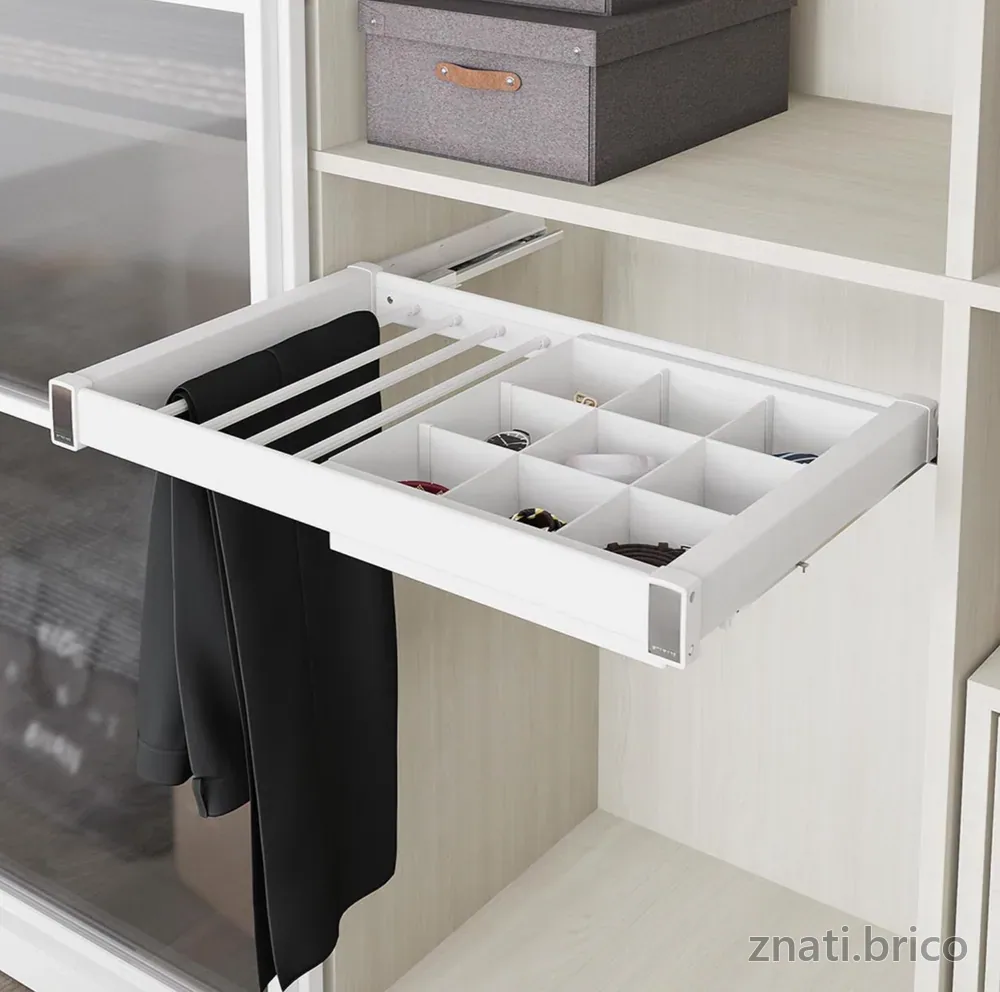 PORTE PANTALON ET TIROIR Alluminium 80CM "760 - 790 x 475 x 100"